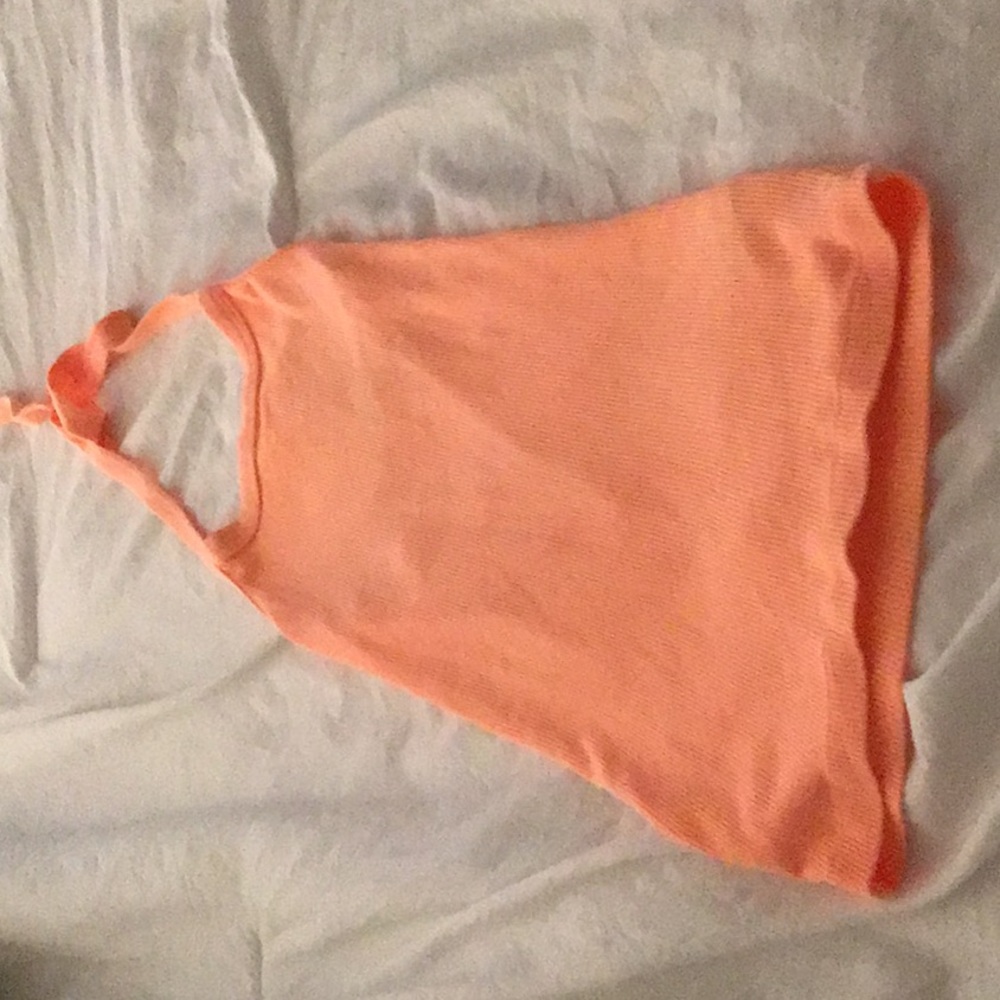 Bright orange tie neck tank top